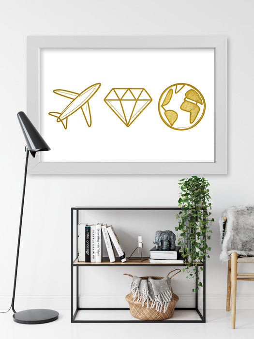 Obraz na płótnie w ramce Samolot Diament Kula ziemska