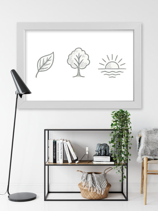 Obraz na płótnie w ramce Liść Drzewo Słońce nad wodą