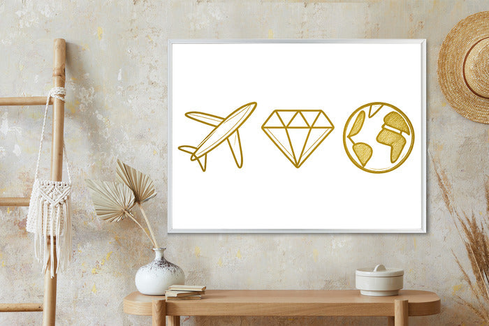 Plakat w ramie Samolot Diament Kula ziemska