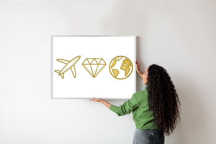 Plakat w ramie Samolot Diament Kula ziemska