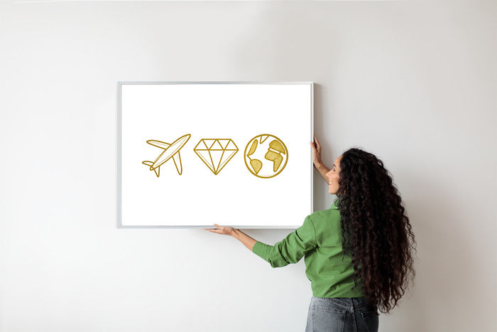 Plakat w ramie Samolot Diament Kula ziemska