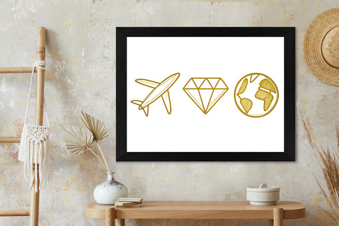 Plakat w ramie Samolot Diament Kula ziemska