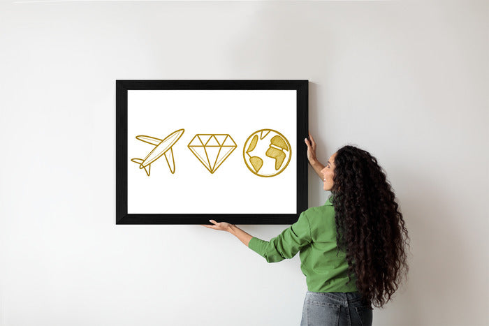 Plakat w ramie Samolot Diament Kula ziemska