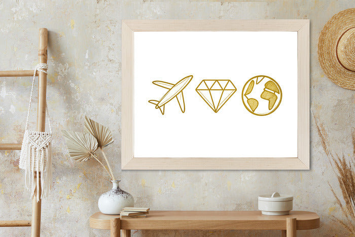 Plakat w ramie Samolot Diament Kula ziemska