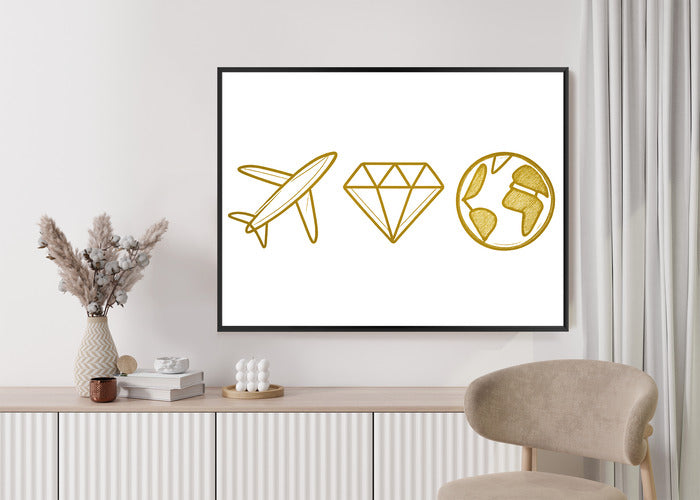Plakat w ramie Samolot Diament Kula ziemska