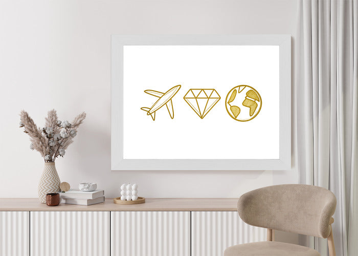 Plakat w ramie Samolot Diament Kula ziemska