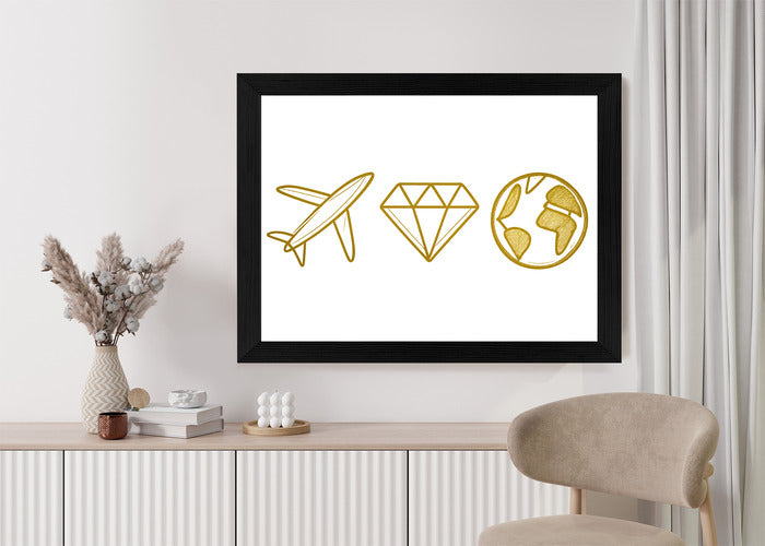Plakat w ramie Samolot Diament Kula ziemska