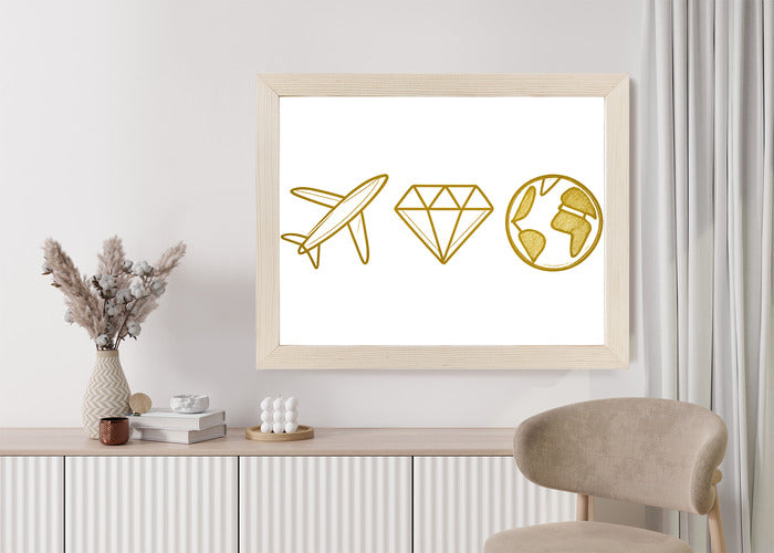 Plakat w ramie Samolot Diament Kula ziemska