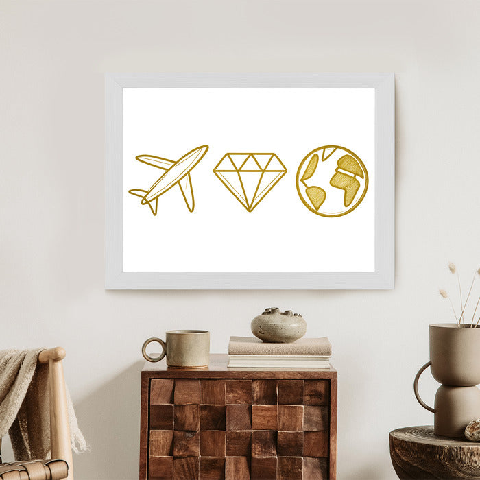 Plakat w ramie Samolot Diament Kula ziemska