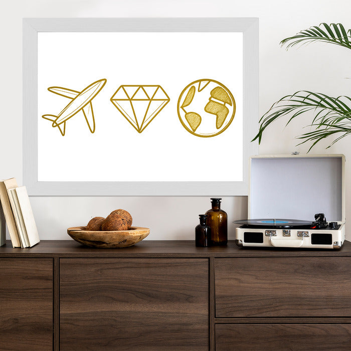 Plakat w ramie Samolot Diament Kula ziemska