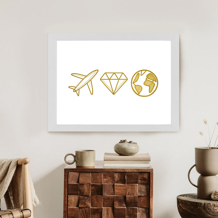 Plakat w ramie Samolot Diament Kula ziemska