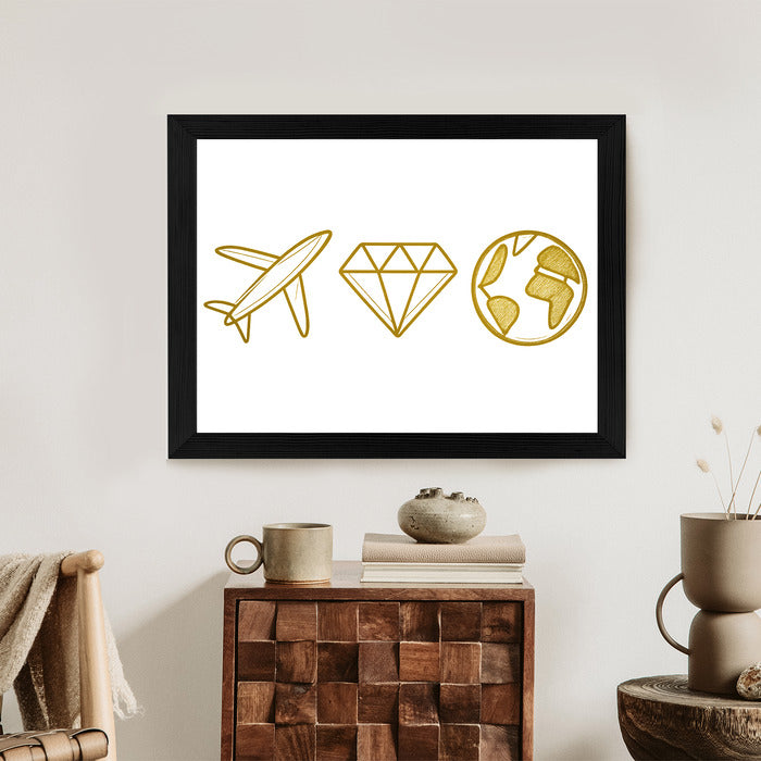 Plakat w ramie Samolot Diament Kula ziemska