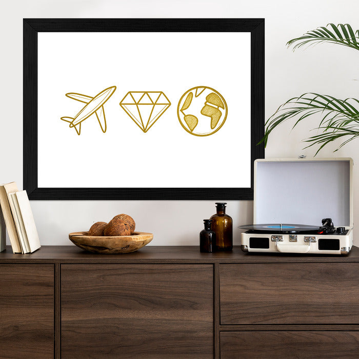 Plakat w ramie Samolot Diament Kula ziemska