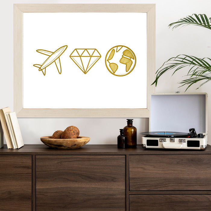 Plakat w ramie Samolot Diament Kula ziemska
