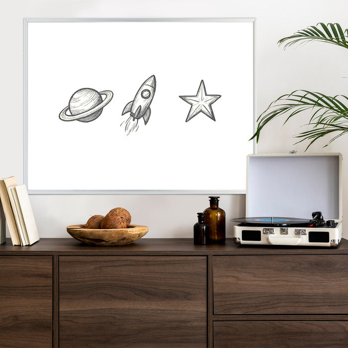 Plakat w ramie Planeta Rakieta Gwiazda