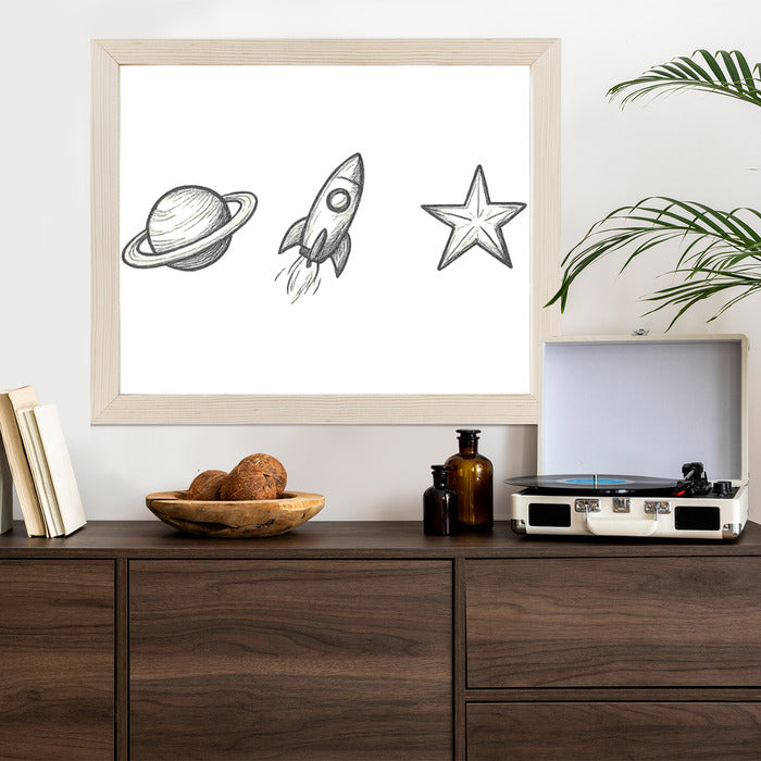 Plakat w ramie Planeta Rakieta Gwiazda