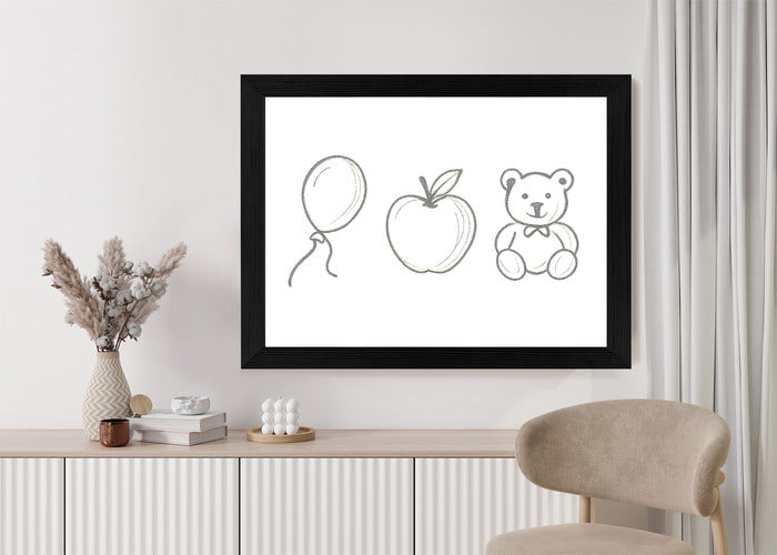 Plakat w ramie Balon Jabłko Miś