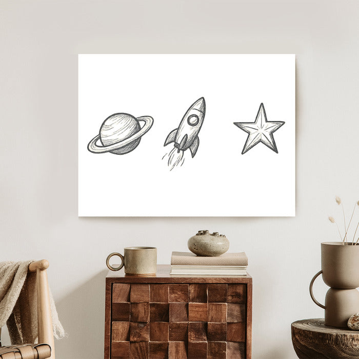 Plakat w ramie Planeta Rakieta Gwiazda