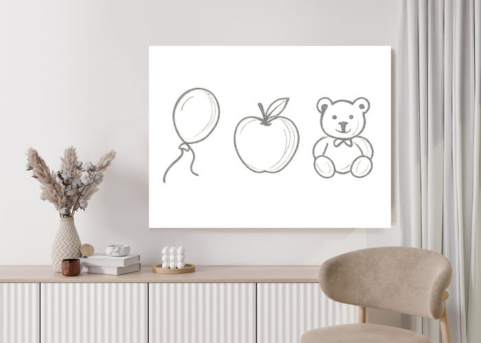 Plakat w ramie Balon Jabłko Miś