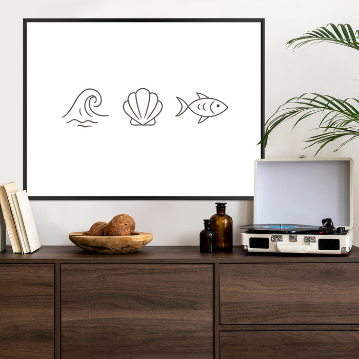 Plakat w ramie Fala Muszla Ryba