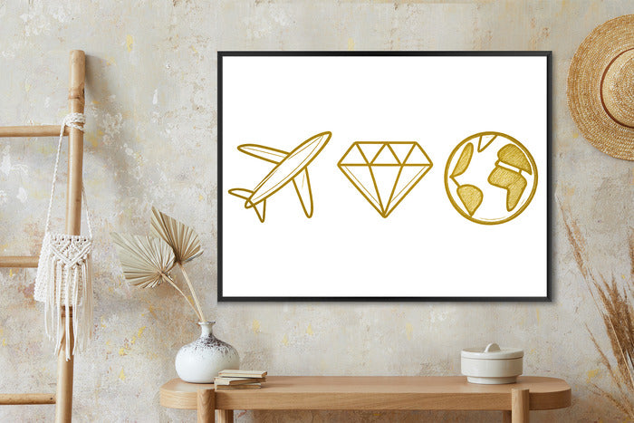 Plakat w ramie Samolot Diament Kula ziemska