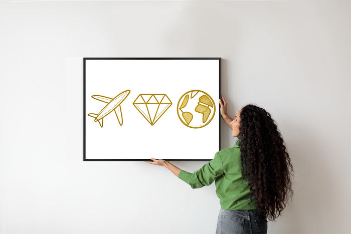 Plakat w ramie Samolot Diament Kula ziemska