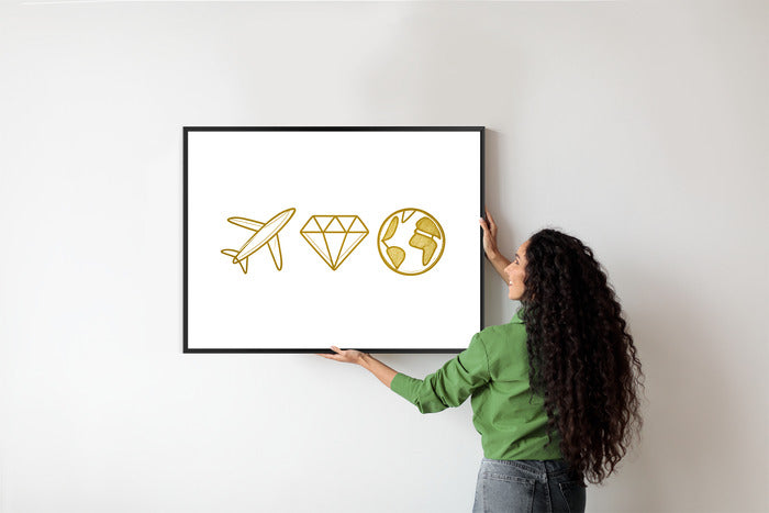 Plakat w ramie Samolot Diament Kula ziemska