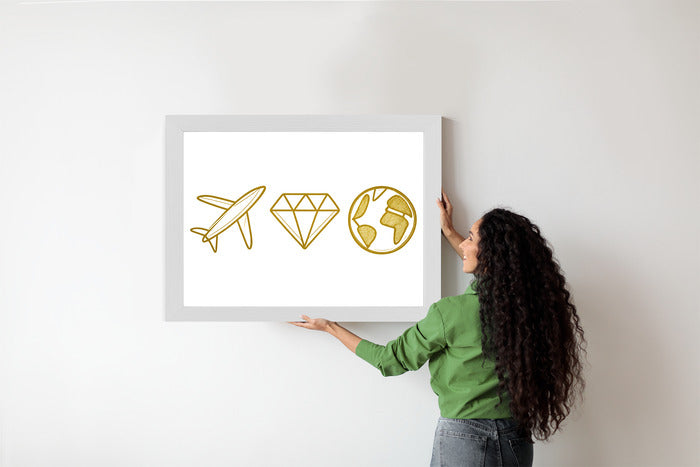 Plakat w ramie Samolot Diament Kula ziemska