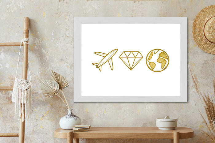 Plakat w ramie Samolot Diament Kula ziemska
