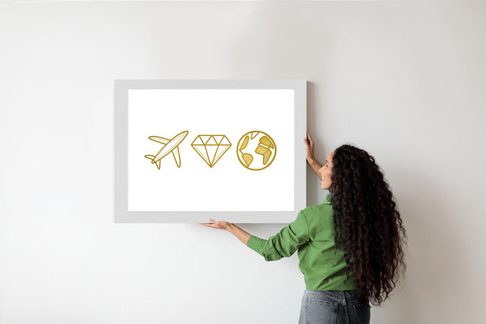 Plakat w ramie Samolot Diament Kula ziemska