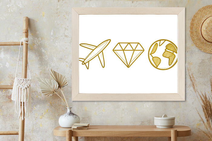 Plakat w ramie Samolot Diament Kula ziemska