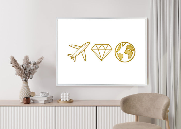Plakat w ramie Samolot Diament Kula ziemska