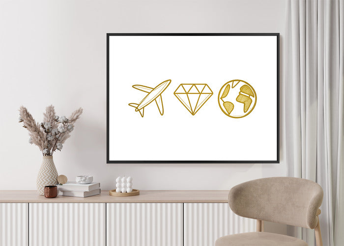 Plakat w ramie Samolot Diament Kula ziemska
