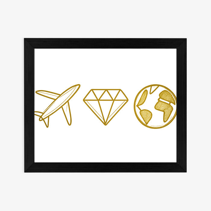 Plakat w ramie Samolot Diament Kula ziemska