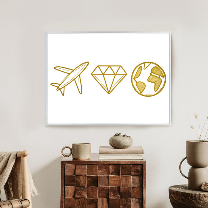 Plakat w ramie Samolot Diament Kula ziemska
