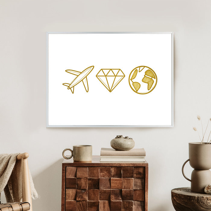 Plakat w ramie Samolot Diament Kula ziemska