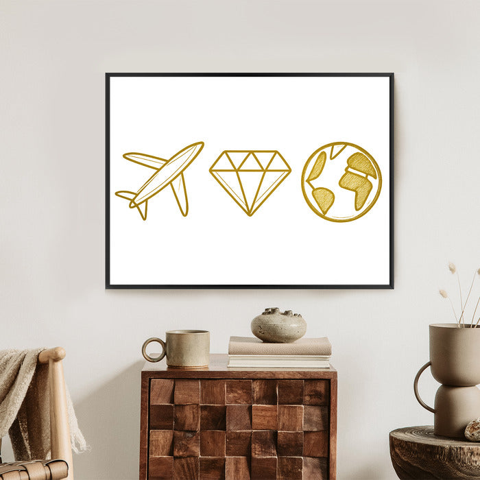 Plakat w ramie Samolot Diament Kula ziemska