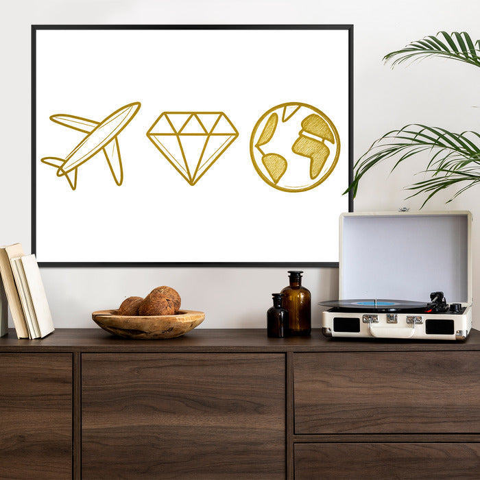 Plakat w ramie Samolot Diament Kula ziemska