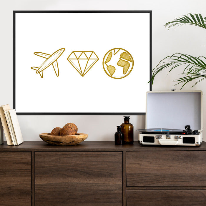 Plakat w ramie Samolot Diament Kula ziemska