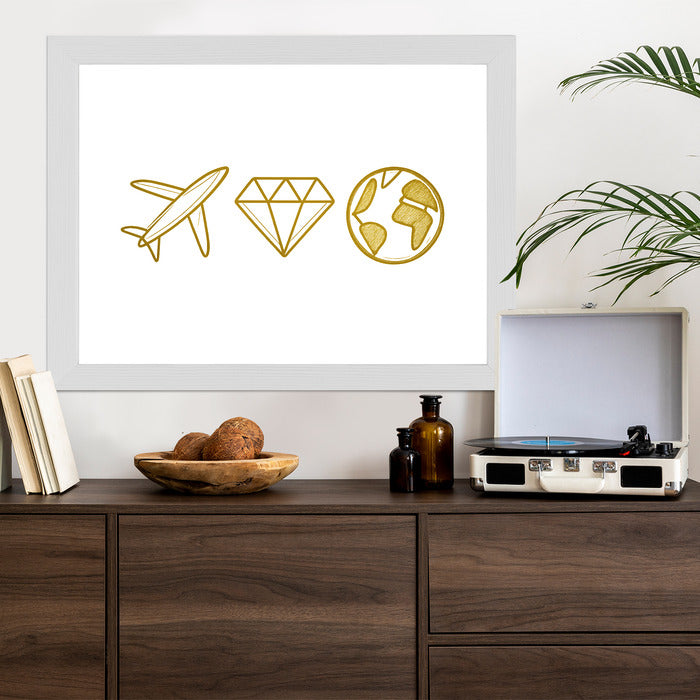 Plakat w ramie Samolot Diament Kula ziemska