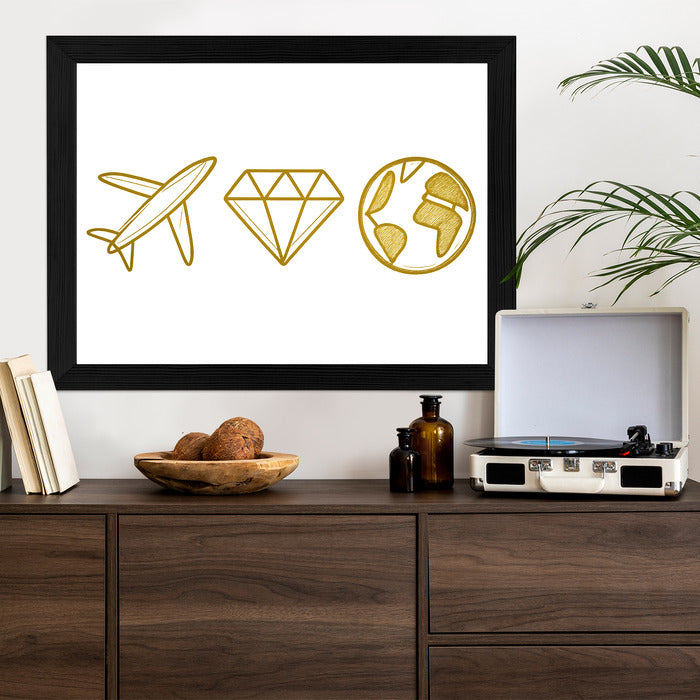 Plakat w ramie Samolot Diament Kula ziemska