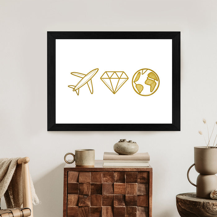 Plakat w ramie Samolot Diament Kula ziemska