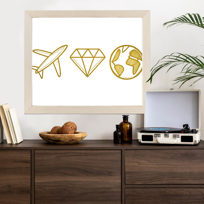 Plakat w ramie Samolot Diament Kula ziemska