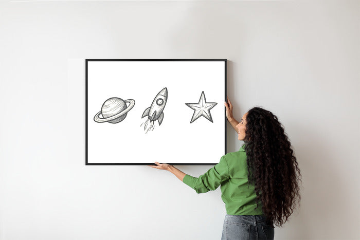 Plakat w ramie Planeta Rakieta Gwiazda