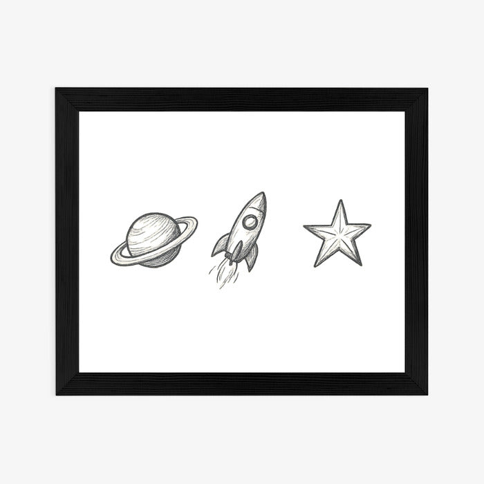 Plakat w ramie Planeta Rakieta Gwiazda