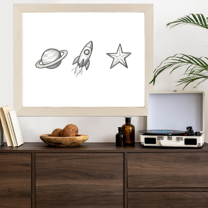Plakat w ramie Planeta Rakieta Gwiazda