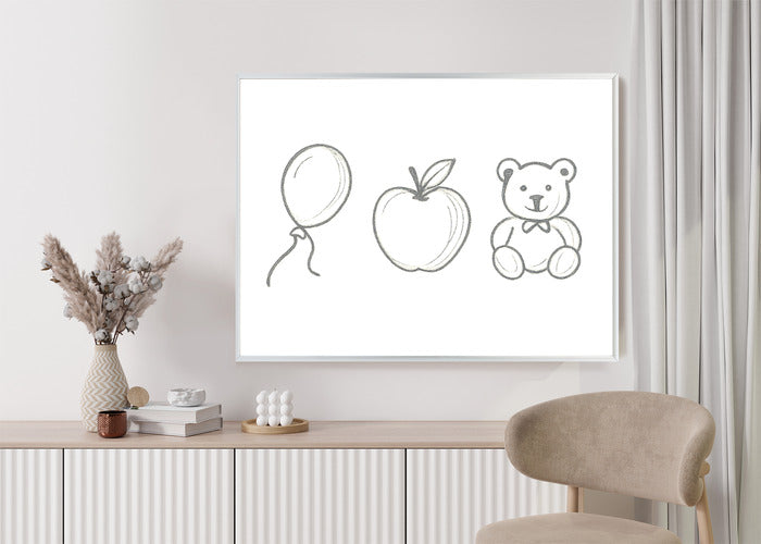 Plakat w ramie Balon Jabłko Miś